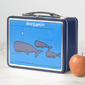 キュートな移行性のクジライラストレーション メタルランチボックス (インサイチュ)