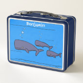 キュートな移行性のクジライラストレーション メタルランチボックス (裏面)