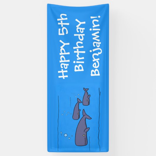 キュートな移行性のクジライラストレーション 横断幕 (縦)