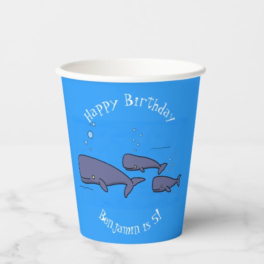 キュートな移行性のクジライラストレーション 紙コップ (正面)