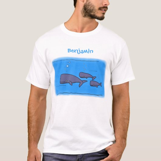キュートな移行性のクジライラストレーション Tシャツ (正面)