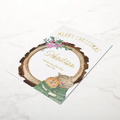 キュートな素朴クリスマスキャッツウッドフレーム金箔 箔シーズンカード (回転した状態)