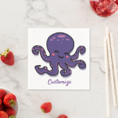 キュートな紫色のタコのサンダー_コーブ スタンダードカクテルナプキン (インサイチュ)