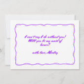 キュートな紫色のリボンボウメイド・オブ・オーナー（花嫁付き添い人）提案 招待状 (裏面)