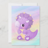 キュートな紫色の恐竜の赤ちゃんシャワーサンキューカード サンキューカード (裏面)
