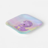 キュートな紫色の恐竜の赤ちゃんシャワー ペーパープレート (傾斜あり)