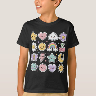 キュートな絵文字キッズTシャツ - 楽しいスマイルフェイス カートゥーン Tシャツ