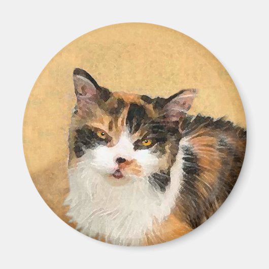 キュートな絵画オリジナルの猫アート マグネット (正面)