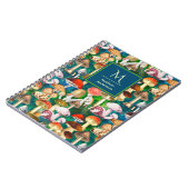 キュートな緑のキノコの菌類のパターン ノートブック (左側)