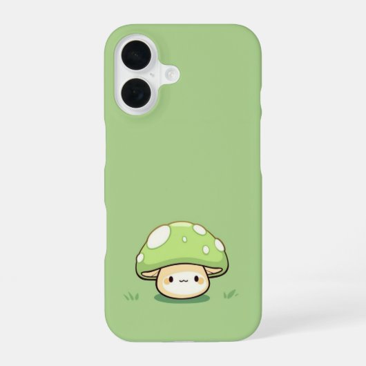キュートな緑のキノコ – 幻想的な自然のiPhoneケース iPhone 16ケース (裏面)