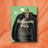 キュートな緑のゴールドパンプキン ハロウィンパーティー 箔招待状