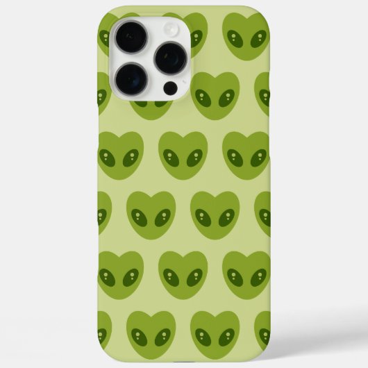 キュートな緑のハート型エイリアンヘッドパターン Case-Mate iPhoneケース (裏面)