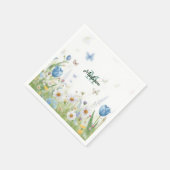 キュートな緑の春の花の野の花ブーケモノグラム スタンダードカクテルナプキン (角)