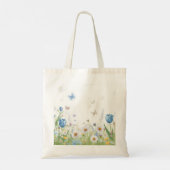 キュートな緑の春の花の野の花ブーケモノグラム トートバッグ (裏面)
