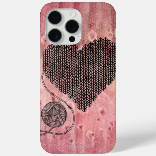 キュートな編み物ハートの水彩 iPhone 15 Pro M Case-Mate iPhoneケース (裏面)