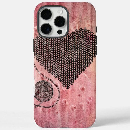 キュートな編み物ハートの水彩 iPhone 16 Pro M Case-Mate iPhoneケース (裏面)