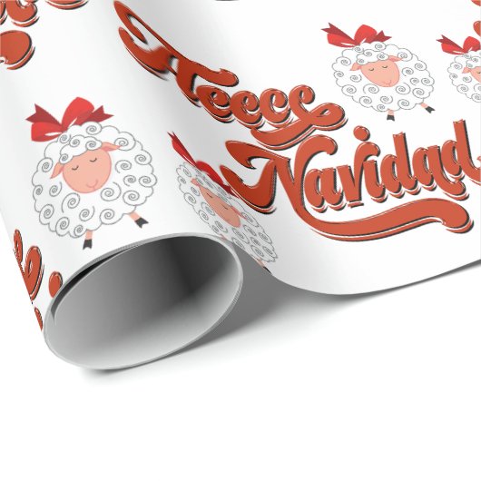 キュートな羊とフリースナビダッド ラッピングペーパー (ロールコーナー)