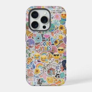 キュートな美意識コラージュフォンケース ステッカー付き iPhone 15 PROケース
