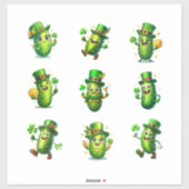 キュートな聖パトリックの日のピクルスキャラクター シール (シート)
