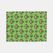 キュートな聖パトリックの日フクロウ漫画 フリースブランケット (正面(横))