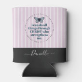 キュートな聖句バタフライピンクストライプの名前 缶クーラー (裏面)