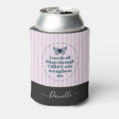 キュートな聖句バタフライピンクストライプの名前 缶クーラー (缶裏面)