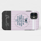 キュートな聖句バタフライピンクストライプの名前 Case-Mate iPhoneケース (裏面(横))
