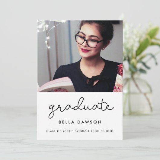 キュートな脚本卒業式パーティーの招待状 案内状 (スタンド正面)