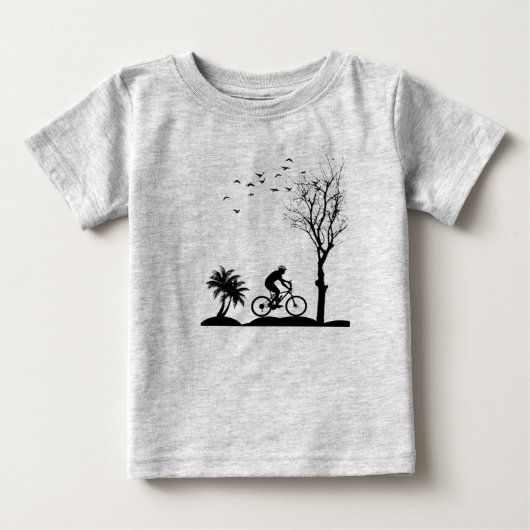 キュートな自然の自転車アート ベビーTシャツ | やわらかコットン (正面)