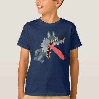 キュートな興奮した漫画の狼の子供Tシャツ Tシャツ