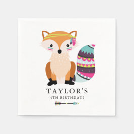 キュートな色とりどりの部族のキツネの子供の誕生日 スタンダードカクテルナプキン