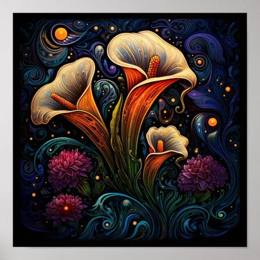 キュートな花の緑のユリの花 – ユリ ポスター (正面)