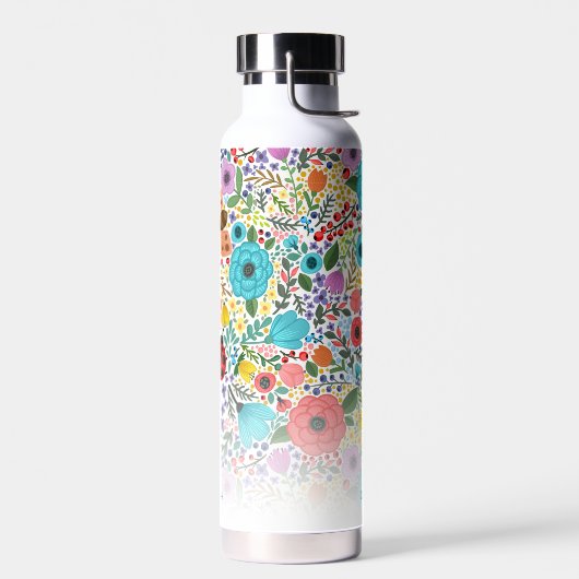 キュートな花の蝶、名前をカスタムするモノグラム ウォーターボトル (左面)