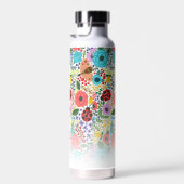 キュートな花の蝶、名前をカスタムするモノグラム ウォーターボトル (右面)