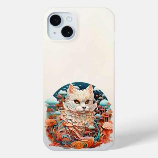 キュートな花付き猫紙切り出し Case-Mate iPhoneケース (裏面)