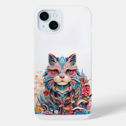 キュートな花付き猫紙切り出し Case-Mate iPhoneケース (裏面)