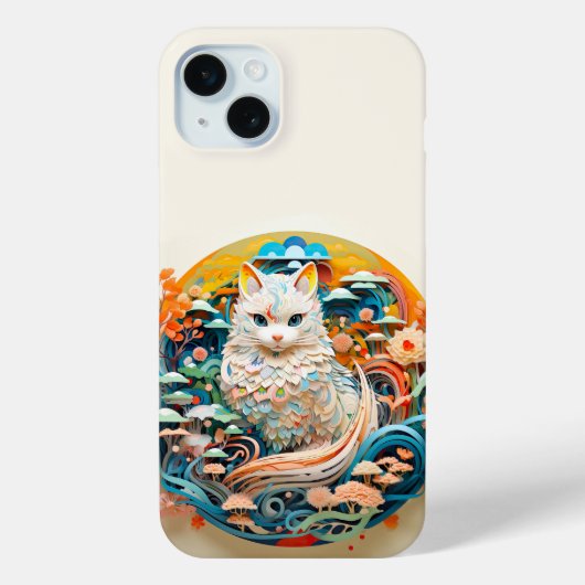 キュートな花付き猫紙切り出し Case-Mate iPhoneケース (裏面)