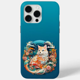 キュートな花付き猫紙切り出し iPhone 15 PRO MAXケース