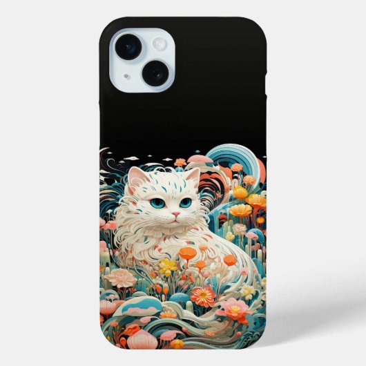 キュートな花付き猫紙切り出し Case-Mate iPhoneケース (裏面)