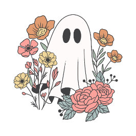 キュートな花柄のハロウィーンの幽霊のモノグラム トートバッグ