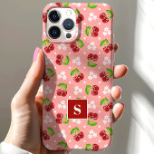 キュートな花柄ドットチェリー ピンクモノグラム Case-Mate iPhoneケース
