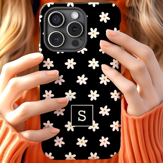 キュートな花柄 ブラックグラスリリー モノグラム Case-Mate iPhoneケース