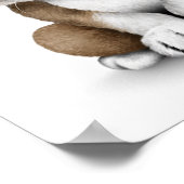 キュートな英語ブルドッグパピー眼鏡の白 ポスター (角)