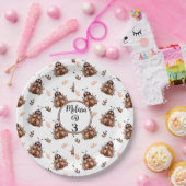 キュートな茶色とベージュのレディバグと花柄 ペーパープレート (パーティー)