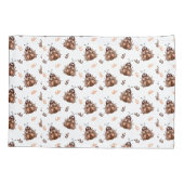 キュートな茶色とベージュのレディバグと花柄 枕カバー (裏面)