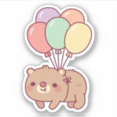 キュートな茶色のクマとバルーン シール (正面)