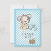 キュートな茶色のテディベアーピクニックベビーシャワー サンキューカード (正面)
