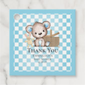 キュートな茶色のテディベアーピクニックベビーシャワー フェイバータグ (正面)