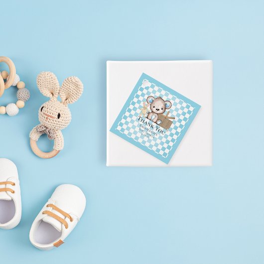 キュートな茶色のテディベアーピクニックベビーシャワー フェイバータグ