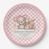 キュートな茶色のテディベアーピクニックベビーシャワー ペーパープレート (正面)